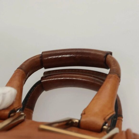 Chloe Etel Hand Bag Leather 2way Brown Gold Auth - Picture 7 of 16